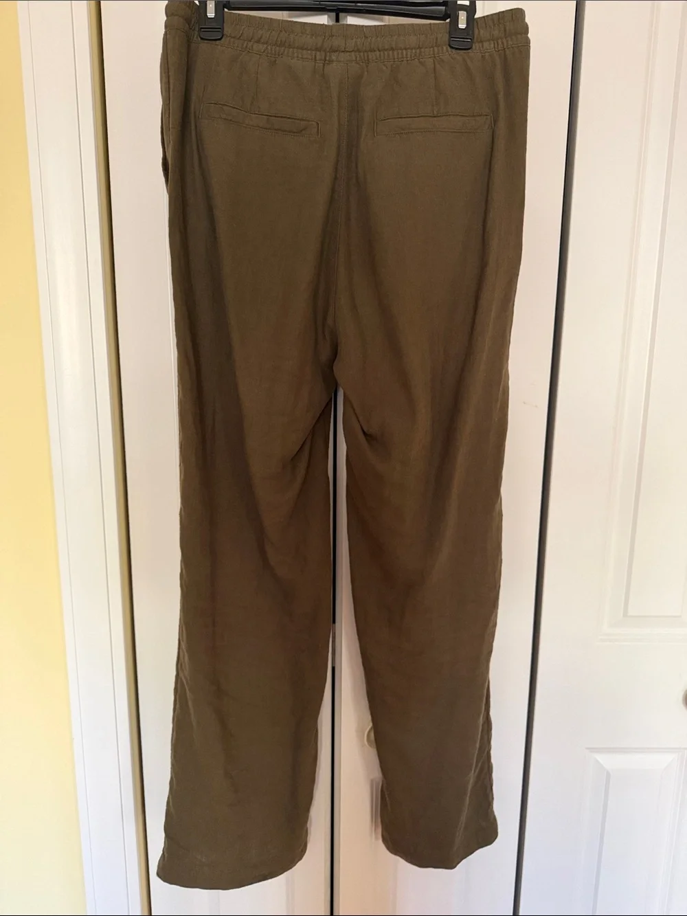 H&M Women’s Linen Blend Relaxed Fit Drawstring Pants Olive S